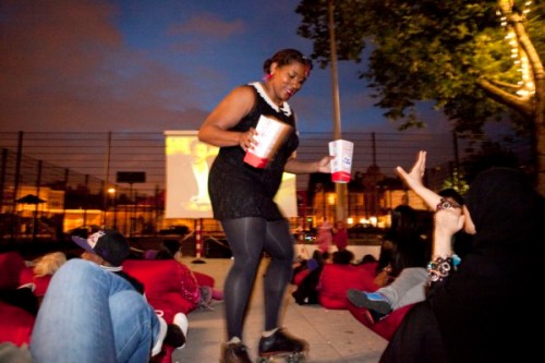 Usherette at Open Air Cinema