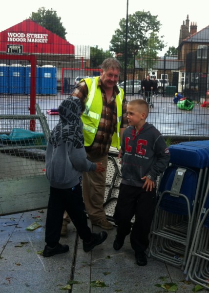 Graham Hodgkiss and two helpers