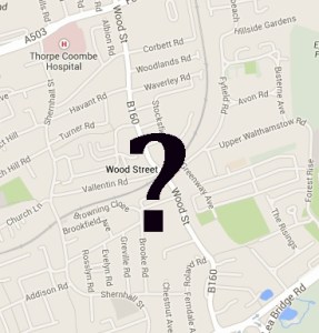 Map of Wood St with a question mark