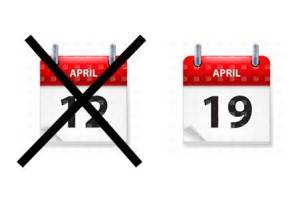 Calendar dates 12 Apr crossed out, and 19 April