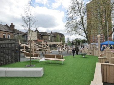 Wood St Plaza play area - empty