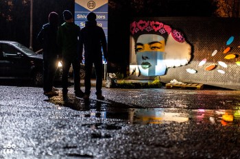 Ravenswood mural at night