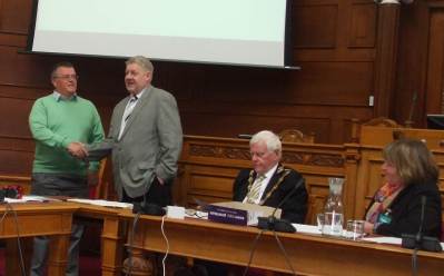 Martin Kearney getting his award