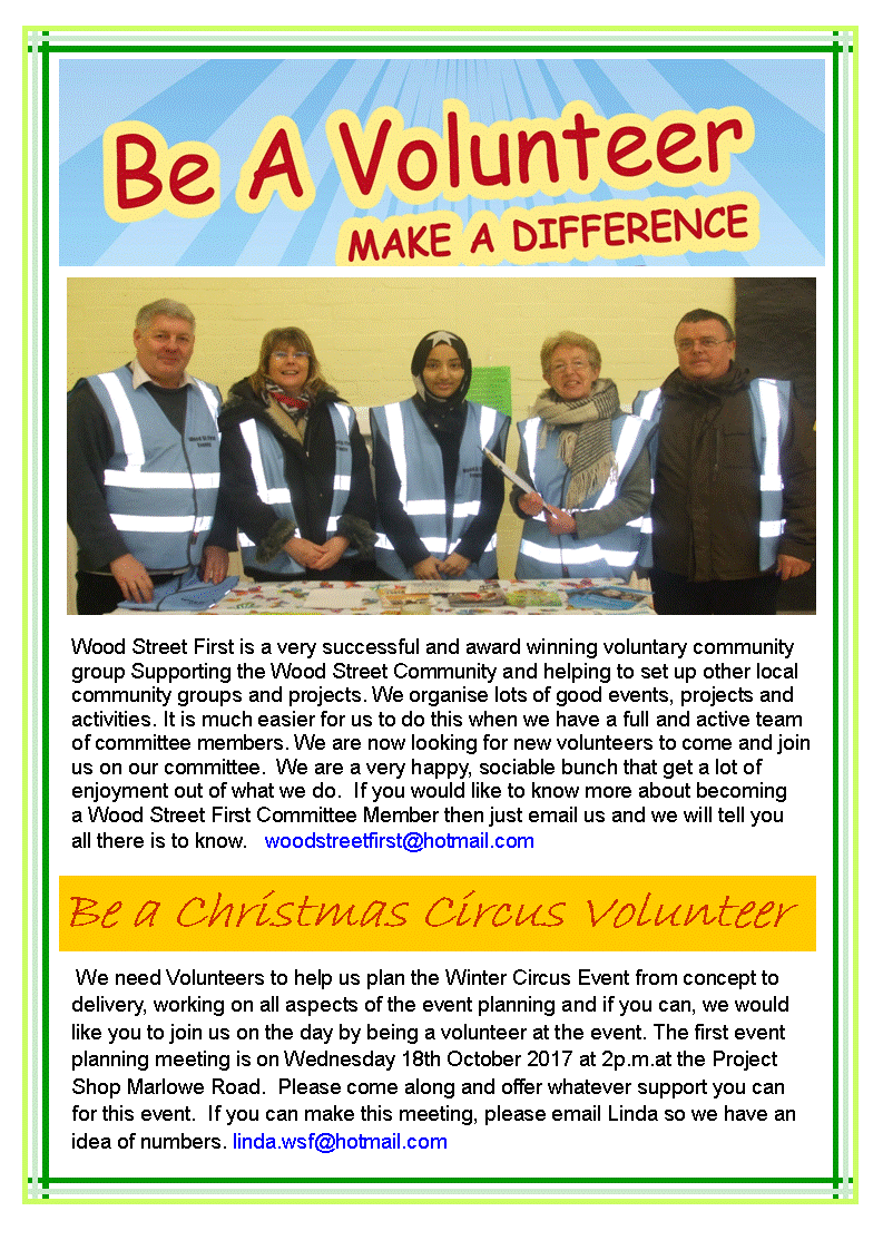 Volunteers Needed Oct 17
